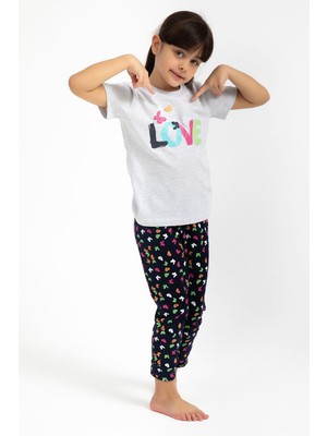 Rolypoly Kız Çocuk Gri Pijama Takımı