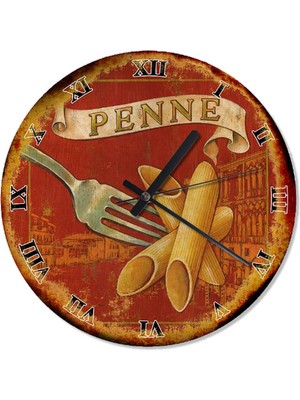 UltraMint 30 cm Çap Penne Makarna Desenli Duvar Saati, Şık ve Modern Tasarım