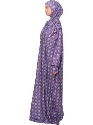 Altobeh Pratik Tek Parça Güneş Desenli Kollu Tak Çıkar Başörtülü Likralı Tesettür Namaz Elbisesi 990 0318