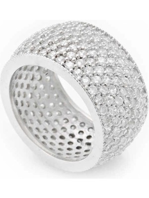 Bazarhane Gümüş 7 Sıra Beyaz Tamtur Bayan Alyans Yüzük