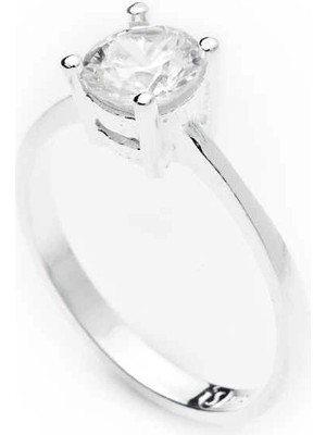 Bazarhane Gümüş Tek Taş Bayan Yüzük