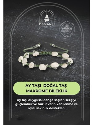 UltraMint Doğal Ay Taşı Makrome Bileklik, Zarif ve Şık Takı Seçeneği