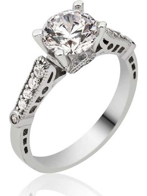 Bazarhane Gümüş Tek Taş Bayan Yüzük