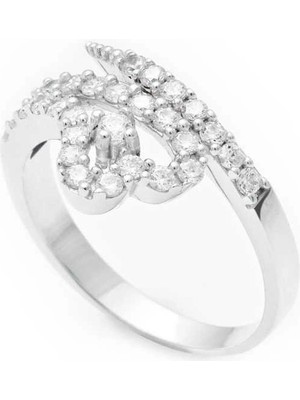 Bazarhane Gümüş Kalpli Bayan Yüzük