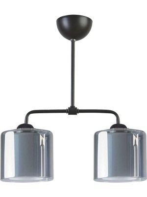 Şık Siyah Füme Çift Camlı 2'li Modern Avize, Oturma ve Yatak Odası Için