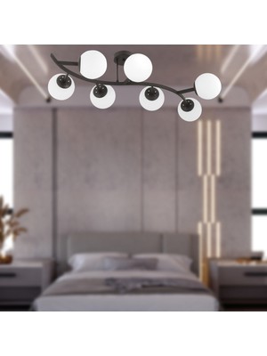 Şık Siyah 7'li Modern Plafonyer, Yaşam Alanlarınızı Aydınlatır