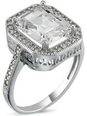 Bazarhane Gümüş Baget Kare Bayan Yüzük