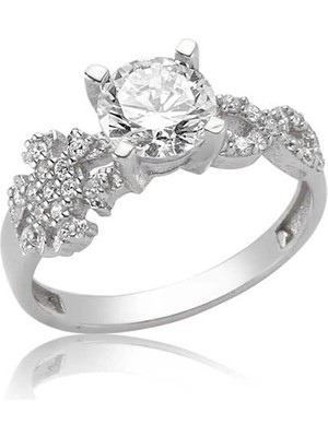 Bazarhane Gümüş Kar Tanesi Sonsuzluk Tek Taş Bayan Yüzük