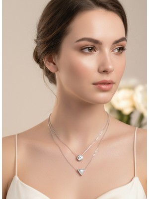 18 Ayar Altın Kaplama Baget Işıltılı Modern So Tasarım Kadın Gümüş Kolye Anneler Günü Hediye