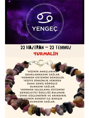 UltraMint Yengeç Burcu Turmalin Taşlı Sertifikalı Bileklik, Enerji ve Şans Getirir