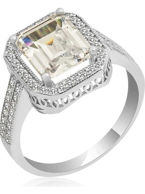 Bazarhane ​gümüş Beyaz Baget Bayan Yüzük