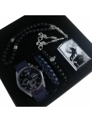 Erkek Kombin Saat Seti Çakmak Tesbih Bileklik Sevgiliye Hediye Doğum Günü Hediyesi