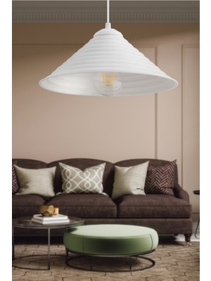 Modern 28 cm Beyaz Metal Avize, Salon, Mutfak, Cafe ve Dekoratif Aydınlatma