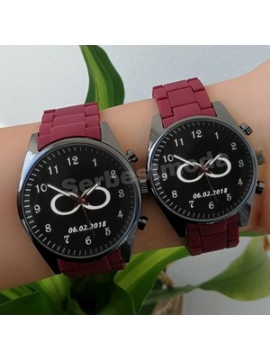 Sevgili Saatleri Kişiye Özel Tarih Yazılı Sonsuzluk Temalı Çift Saatleri Doğum Günü Hediyeleri Sevgiliye Hediye