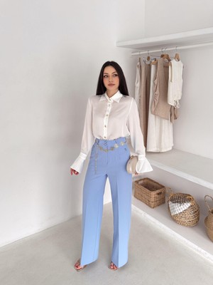 Vuntal Volan Kol Detaylı Saten Gömlek