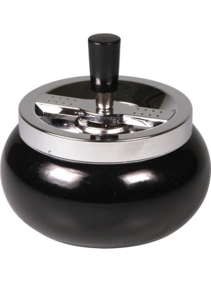 Parlak Siyah Metal Küllük 13 Cm, Şık ve Dayanıklı Tasarım