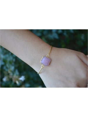 UltraMint Şık Pembe Kuvars Bileklik, Zarif Altın Kaplama Kadın Takısı