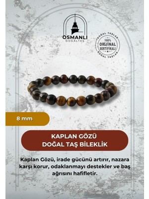 UltraMint Doğal Kaplan Gözü 8mm Bileklik, Şık ve Enerji Dolu Takı