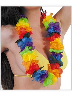 EkoAlışverişDünyam Rengarenk Hawaii Boyun Çelengi Partisi Kolyesi 1 Adet