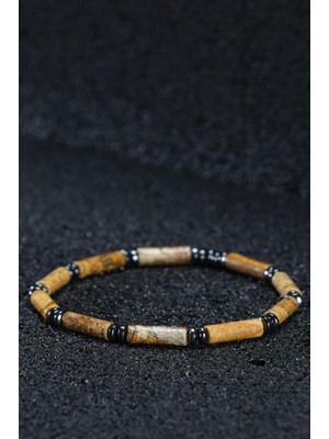 UltraMint Doğal Taş Bileklik, Erkek ve Kadın Için, Jasper ve Hematit, Şık Tasarım