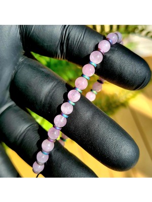 UltraMint El Yapımı Doğal Taş Bileklik, Zirve Kalite Kunzit, 5mm, Şık ve Benzersiz