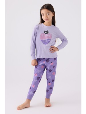 Rolypoly Kız Çocuk Mor Pijama Takımı