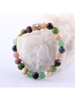 UltraMint Doğal 8mm Taş Bileklik: Güneş Taşı, Rodonit, Yeşim, Sedef, Aventurin, Krizokol