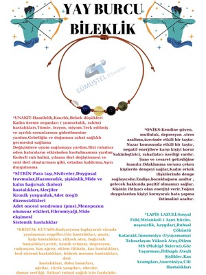 UltraMint Doğal Taşlı Özel Tasarım Yay Burcu Bileklik Seti