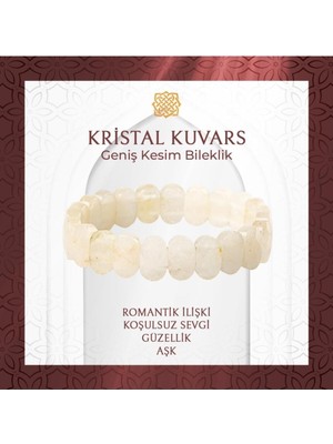 UltraMint Doğal Kristal Kuvars Taşlı Geniş Bileklik, 20-21CM, Şık Takı Hediye