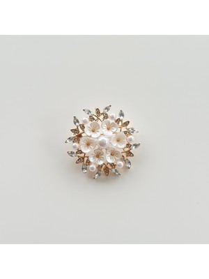 Vesce Atelier Incili Çelenk Model Kadın Broşu