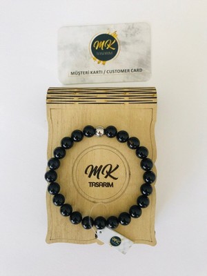 UltraMint Şık Siyah Akik Bileklik, Doğal Taşlı Takı, Zarif ve Modern Tasarım