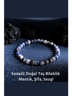 UltraMint Sodalit Doğal Taş Bileklik, Duygusal Denge ve Sezgiyi Güçlendiren 6mm