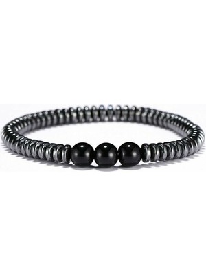 UltraMint Unisex Hematit ve Doğal Taşlı Şık Bileklik, Zarif ve Modern Takı