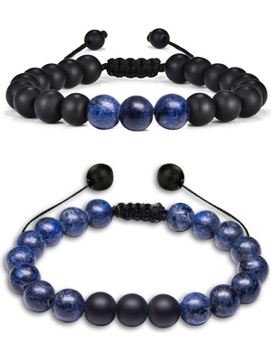 UltraMint Mavi Sodalit Taşı Çift Doğal Taş Bileklik Seti, Şıklık ve Enerji Dolu Aksesuar