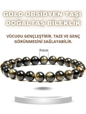 UltraMint Enerji Dolu Gold Obsidyen Taş Bileklik, Sağlıklı ve Canlı Görünüm