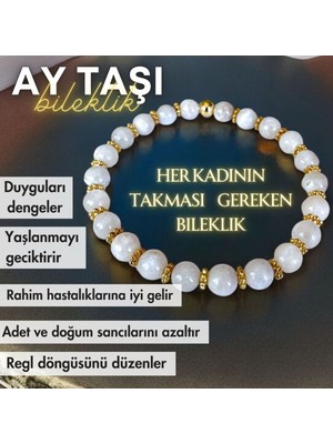 UltraMint Doğal Ay Taşı Bileklik, 6mm Taş, Şıklık ve Zarafet Için Özel Tasarım