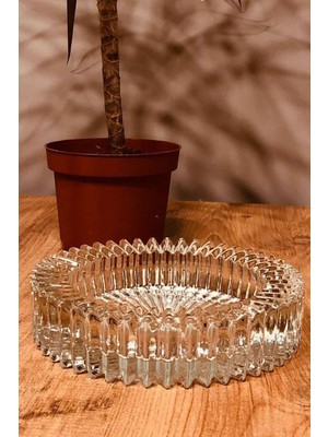 2’li Yuvarlak Kristal Küllük Seti, Ofis ve Dekor Için Şık Tasarım