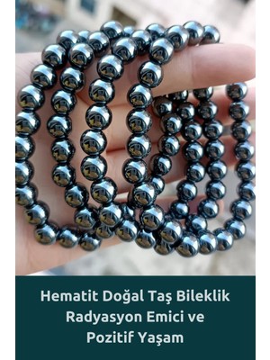 UltraMint Doğal Hematit Taş Bileklik, Gür Saçlar Için 8 mm Aa Kalite