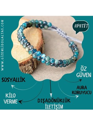 UltraMint Doğal Taş Apatit Bileklik, Kilo Verme, Sosyal Iletişim, Öz Güven