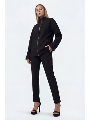 Maq Design Boss Dik Yaka Fermuarlı Kadın Ceket