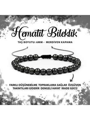 UltraMint 6mm Hematit Doğal Taş Bileklik, Şık ve Enerjik Takı Seçeneği