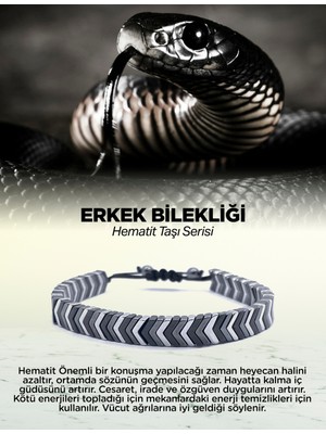 UltraMint Doğal Hematit Taş Erkek Bileklik, Şık ve Modern Tasarım