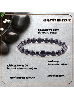 UltraMint Doğal Hematit Taş Bileklik, 8mm, Sağlıklı ve Şık Takı Seçeneği