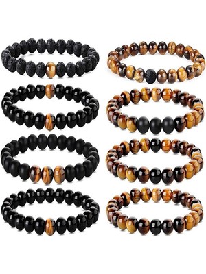 UltraMint Doğal Taş Bileklik Seti, Şık ve Renkli 8'li Takım