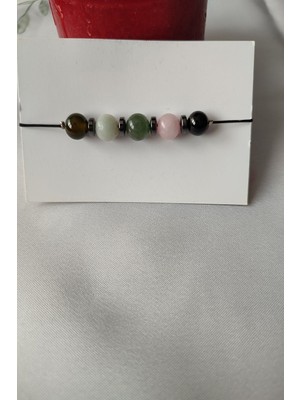 UltraMint Doğaltaş Burç Bileklik, Yeşil Akik, Amazonit, Turmalin, Pembe Kuvars, Aventurin