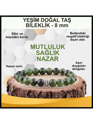 UltraMint Şık Yeşim Doğal Taş Bileklik 8mm, Zarif ve Enerji Dolu Takı
