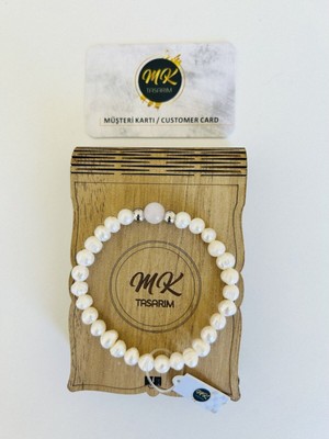 UltraMint Doğal Inci ve Pembe Kuvars Taşı Bileklik, Özel Kutuda, Müşteri Kartlı