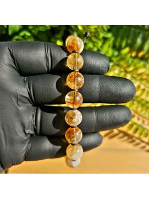 UltraMint El Yapımı Doğal Sitrin Bileklik, Şans ve Bereket Taşı, Zarif Tasarım