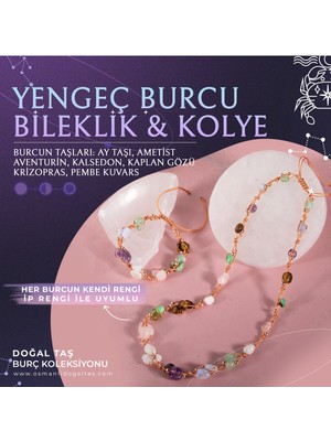 UltraMint Yengeç Burcu Natürel Taş Makrome Kolye ve Bileklik Seti