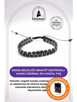 UltraMint El Yapımı Hematit Doğal Taş Erkek Bileklik, Sevgililer Günü Hediyesi